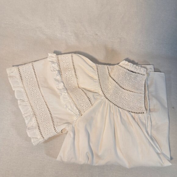 & OTHER STORIES Cottagecore Embroidered A-Line Ruffle WHITE Top Size 4 LIKE NEW! - Picture 3 of 16